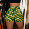 Black Green Bay Football Yellow Green Women’s High-Stretch Shorts – Game Day Streetwear