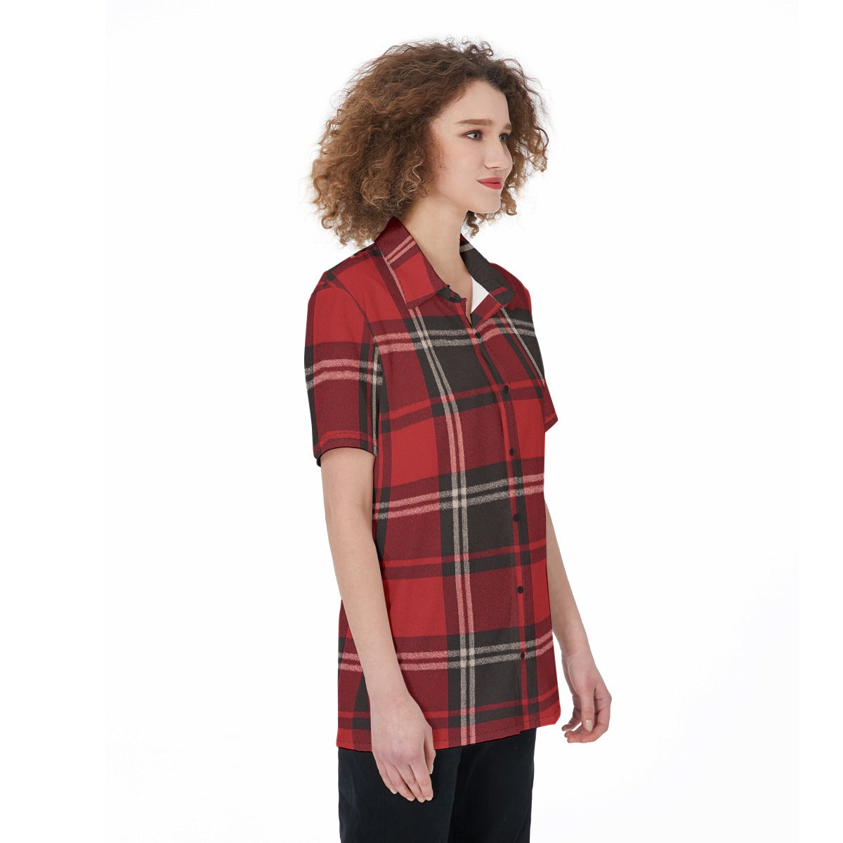 red black plaid women football fashion top