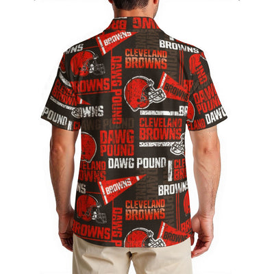 cleveland-browns-mens-hawaiian-shirt-150gsm brown orange football outfit detail
