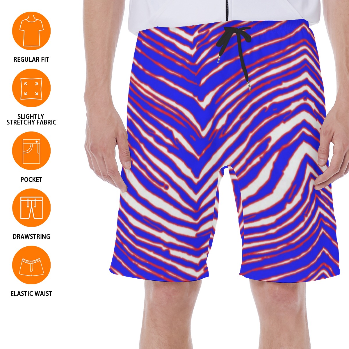 White Smoke Buffalo Zebra Football Men’s Beach Shorts With Lining – Game Day Summer Comfort