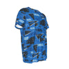 carolina-panthers-short-sleeve-t-shirt black blue football close-up design detail