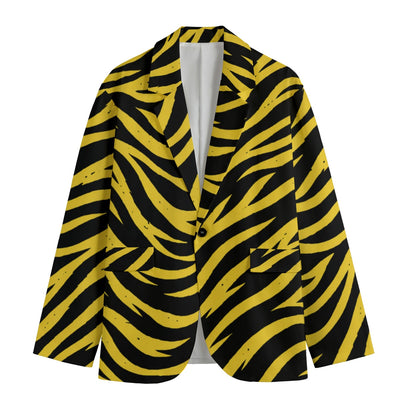 Pittsburgh Football Yellow Black Zebra Men’s Casual Flat Lapel Collar Blazer – Game Day Streetwear – sportswear style, game day outfit, image 1.0