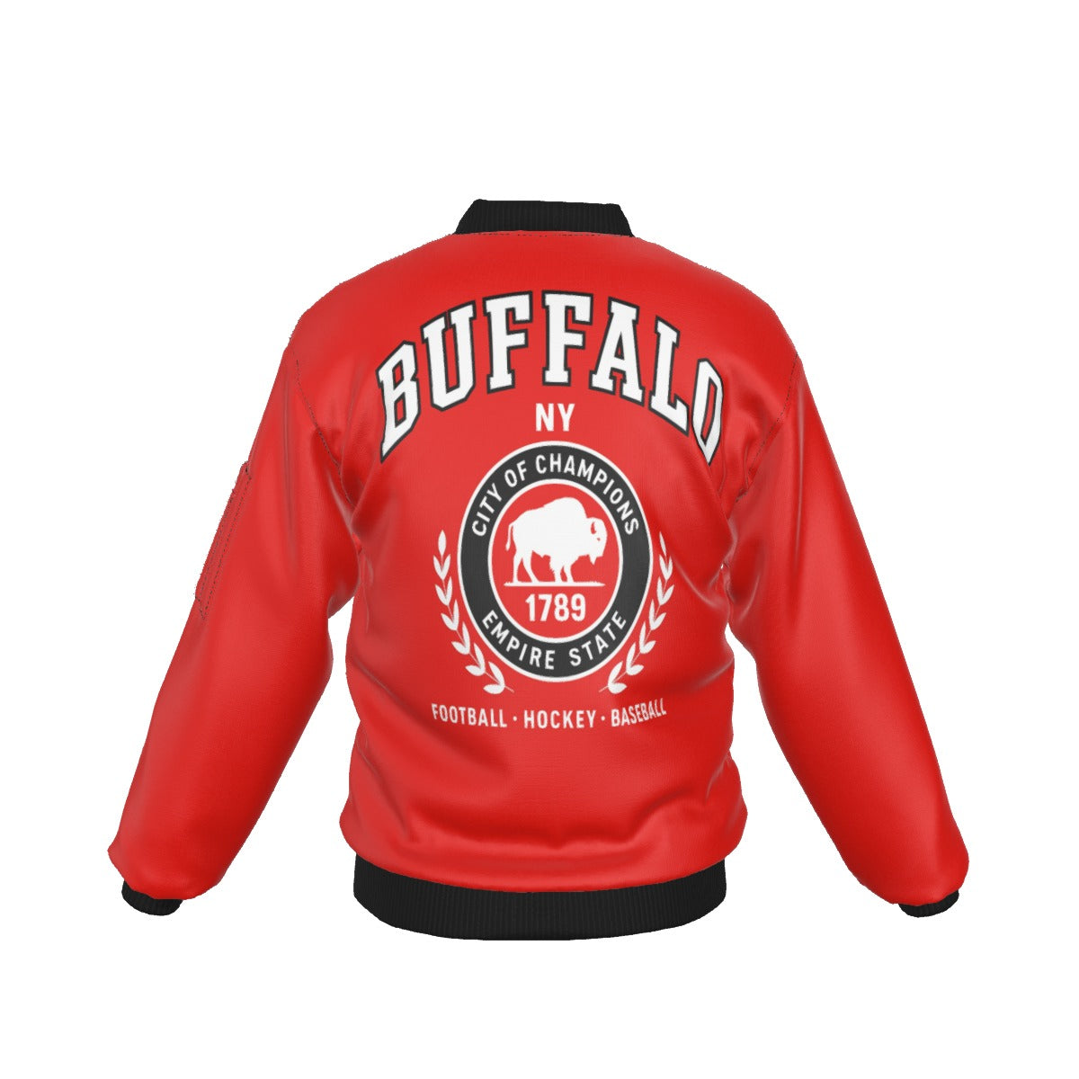 Buffalo football hokey and baseball red bomber Jacket With Sleeve Pocket