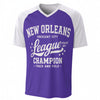 New Orleans Crescent City League Champion Baseball V-Neck T-Shirt Purple and White – Urban Sports St – breathable comfort wear, game day outfit, image 1.0