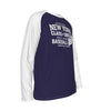 Dark Slate Gray New York Baseball Raglan Long Sleeve Shirt – Navy and White Varsity Athletic Tee Class 1903