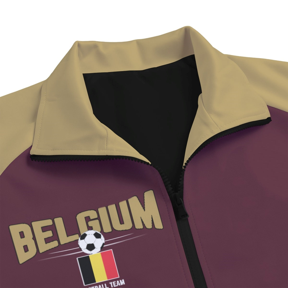 Belgium Burgundy and Gold Football Style Track Jacket – Game Day Streetwear Essential streetwear fashion product image 3