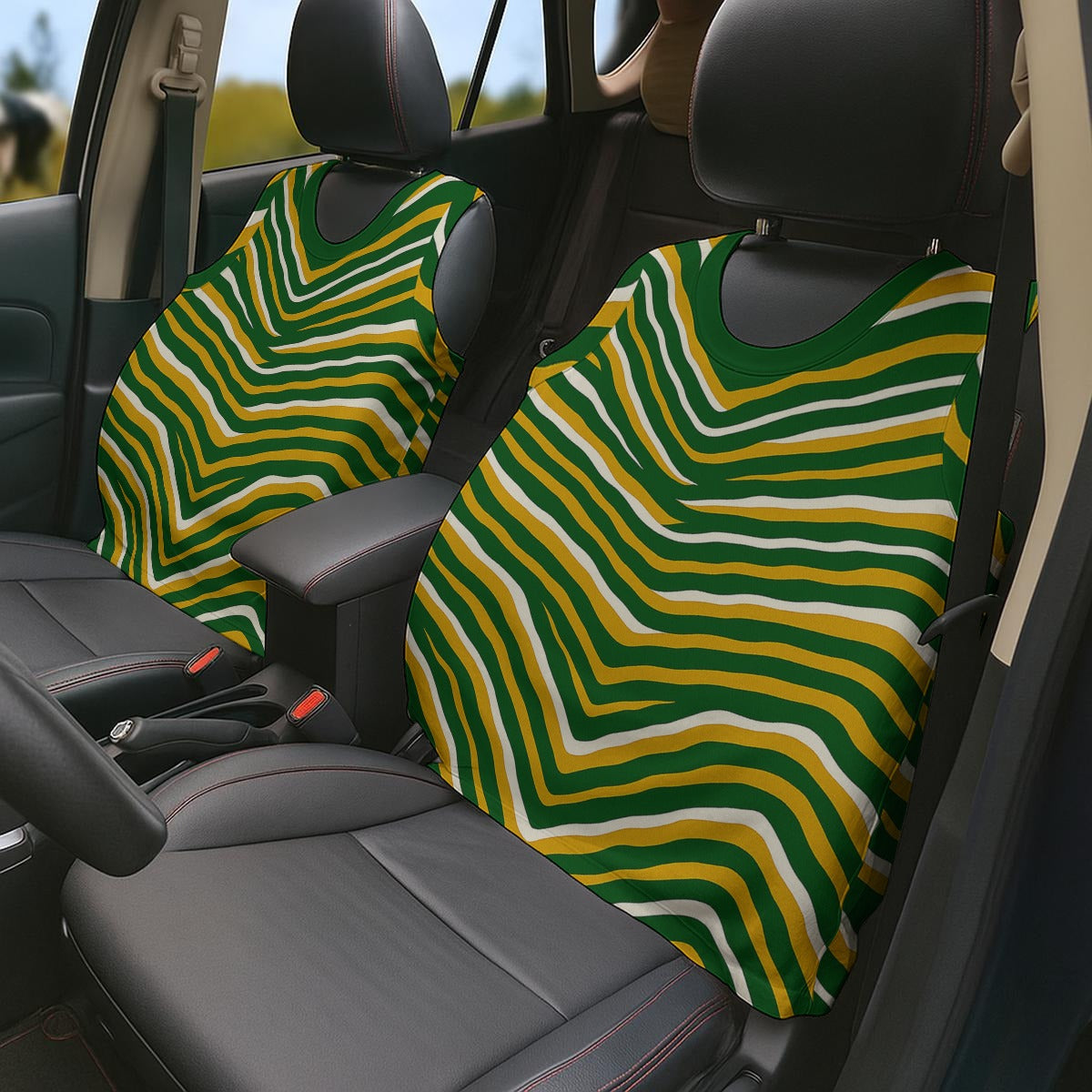 Green Bay football yellow green zebra Car Seat T-Shirt Cover – sportswear style, nfl fan apparel, image 1.0