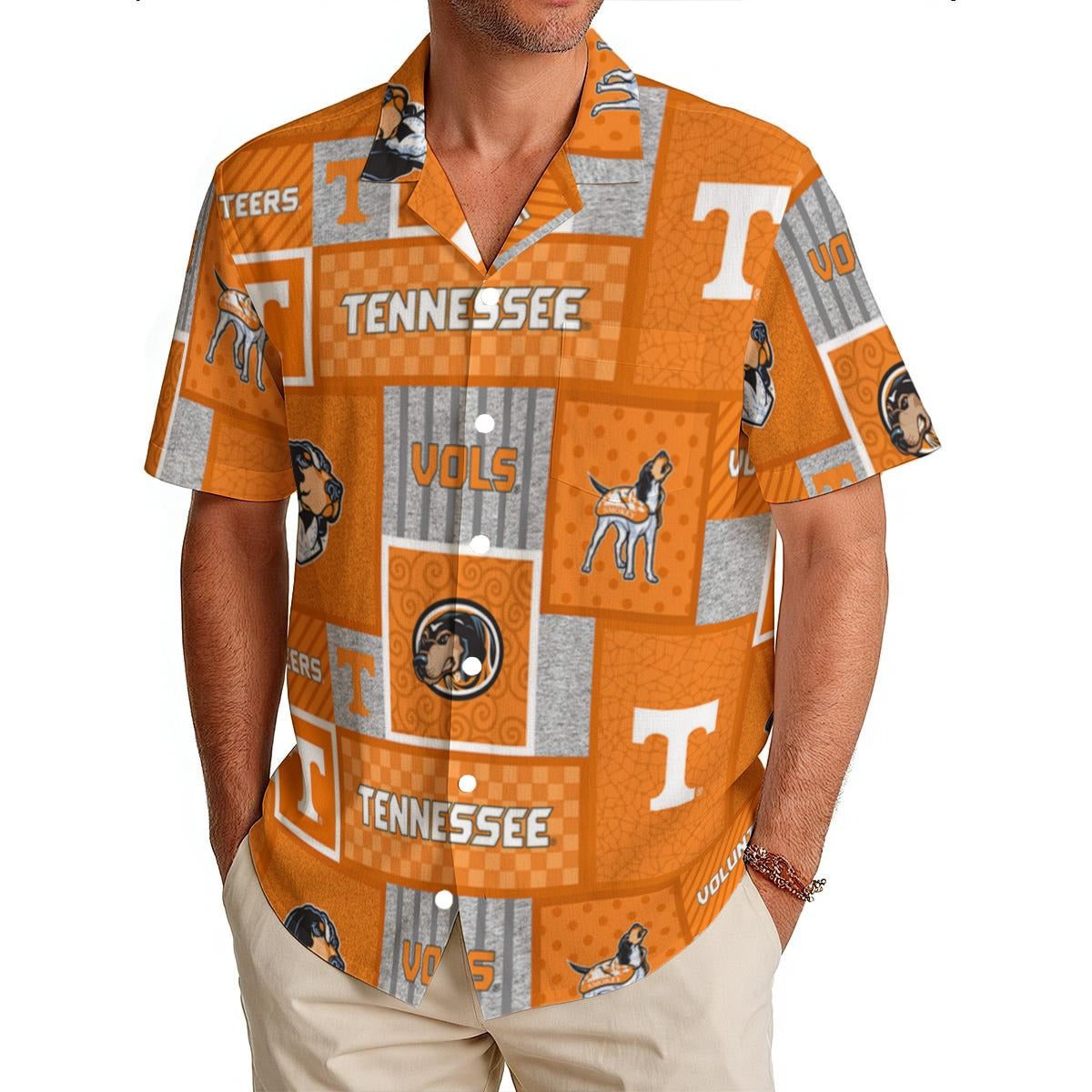 Tennessee Volunteers Men's Hawaiian Shirt|150GSM - college football fan gear varsity sportswear product image 1.0