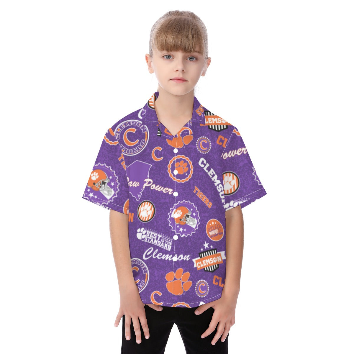 Clemson Tigers Kid's Hawaiian Vacation Shirt - ACC football apparel varsity sportswear product image 1.0