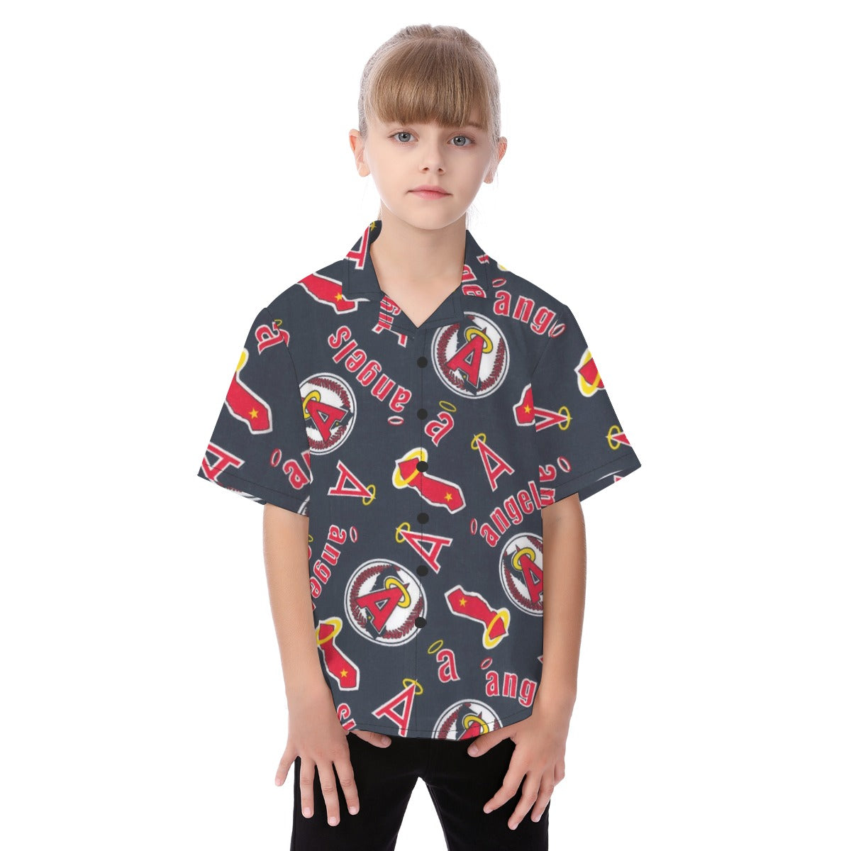 Los Angeles Angels Kid's Hawaiian Vacation Shirt los angeles angels baseball fan apparel california game day outfit