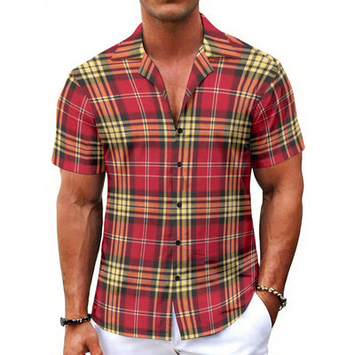 San Francisco Football Plaid Men's Hawaiian Shirt With Button Closure – lightweight game day shirt, fan gear, image 1.0