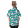 miami-dolphins-kids-hawaiian-vacation-shirt aqua orange football outfit side view