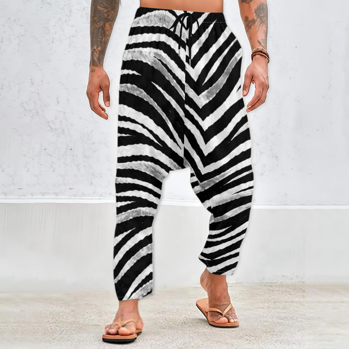 Las Vegas Football Zebra Harem Pants – Black and White Game Day Streetwear – sportswear style, lightweight game day shirt, image 1.0