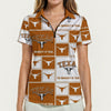 Texas at Austin - Longhorns Women's Zip Polo Shirt With Short Sleeve White varsity sports apparel