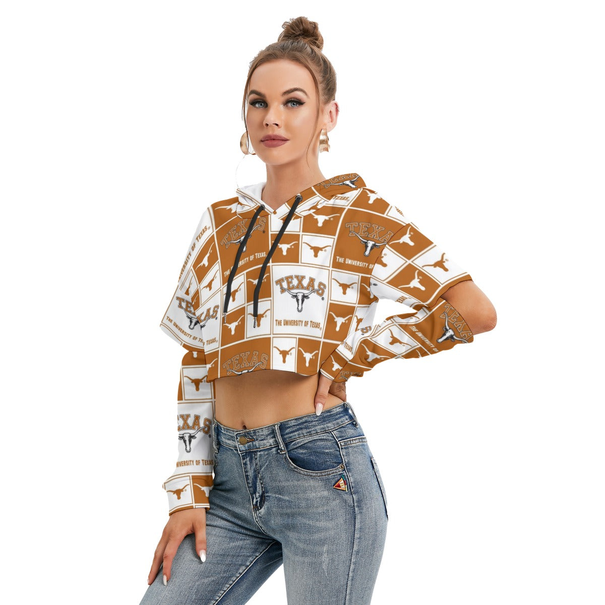 White Smoke Texas at Austin - Longhorns Women's Heavy Fleece Hoodie With Hollow Out Sleeve