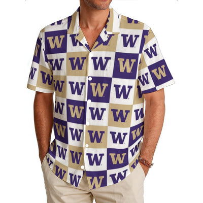 Washington Huskies Men's Hawaiian Shirt|150GSM varsity sportswear product image 1.0