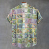 Romania money print Stand Collar Shirt|110GSM Imitation Flax Camasa imprimeu bani romanesti