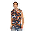 Chicago Football Sleeveless Hoodie for Men – Navy Orange Camo Game Day Tank Hoodie – lightweight game day shirt, casual fan outfit, image 1.0