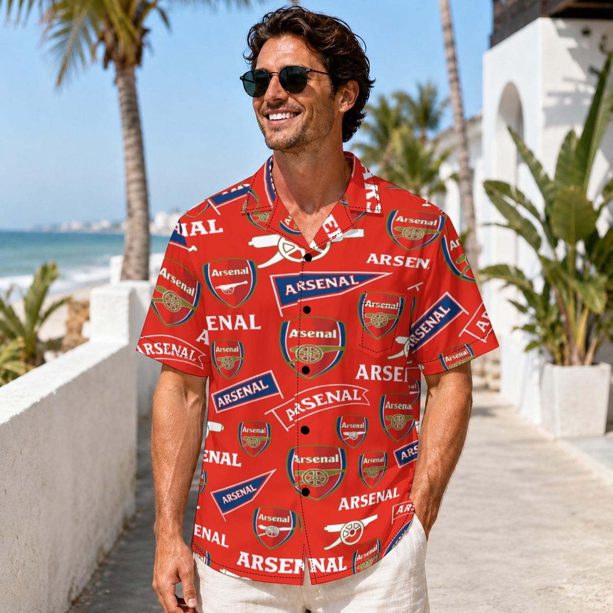 Arsenal FC  Men's Hawaiian Shirt With Pocket streetwear fashion product image 2
