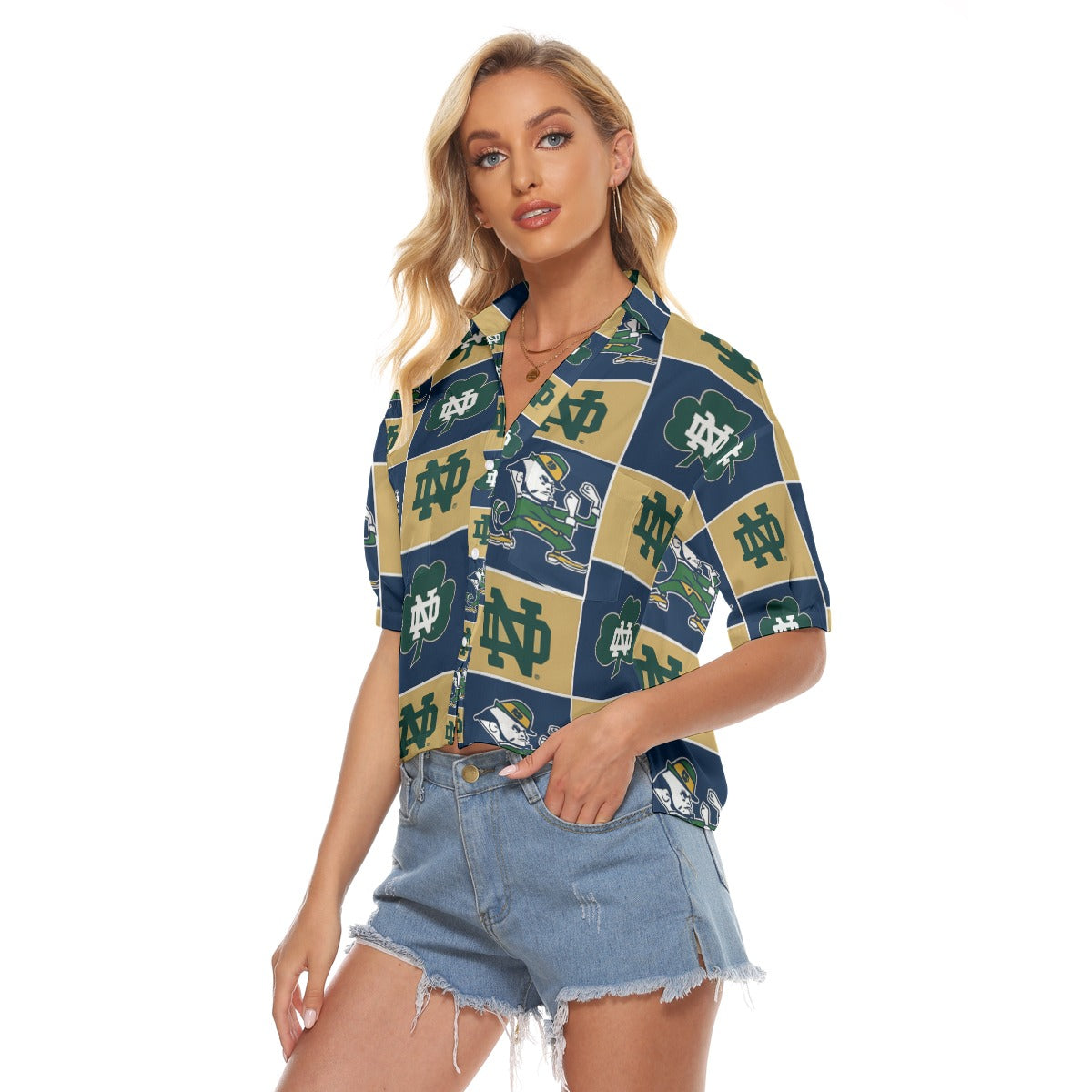 Notre Dame Fighting Irish Women's V-neck Shirts White varsity sports apparel