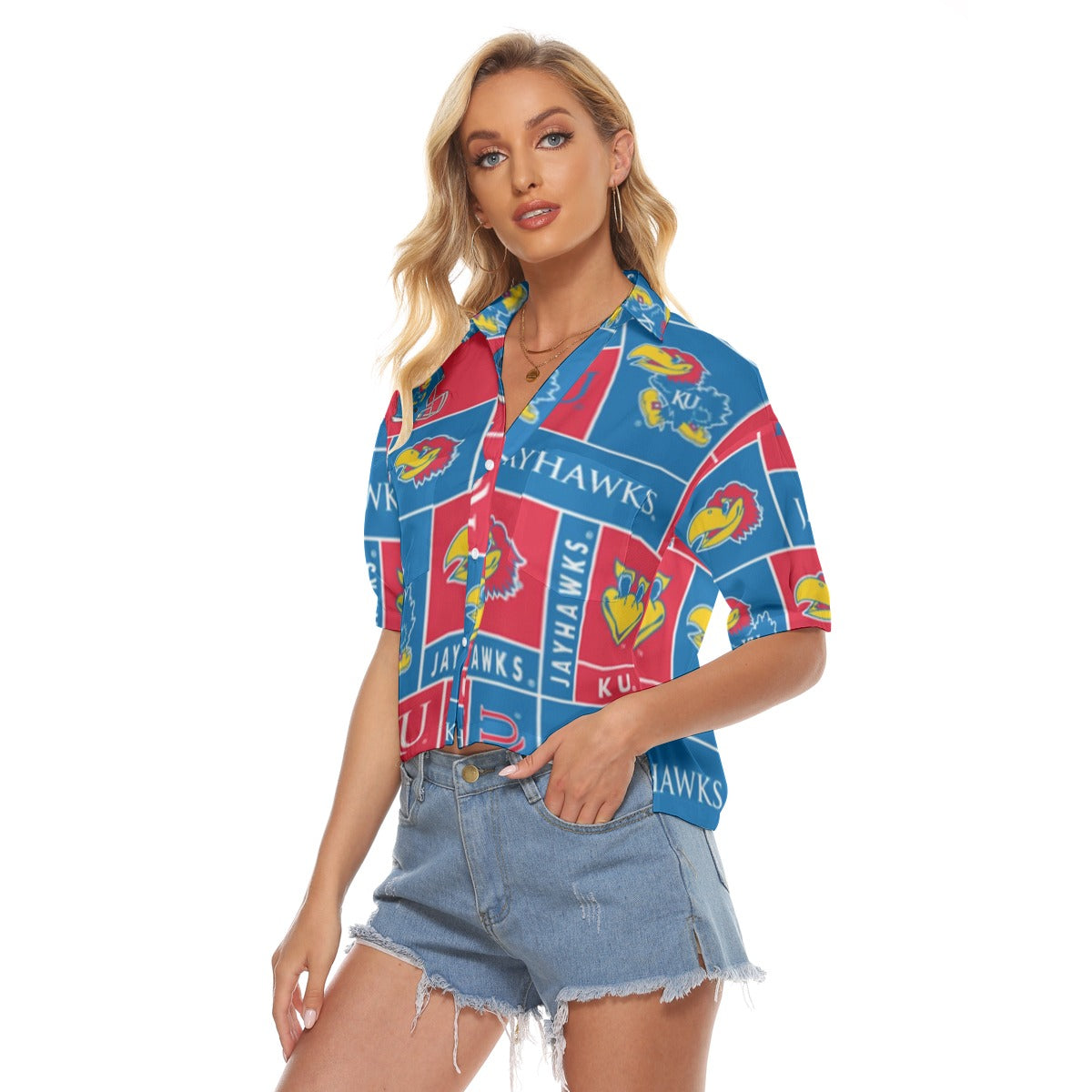 Kansas Jayhawks Women's V-neck Shirts varsity sportswear product image 3.0