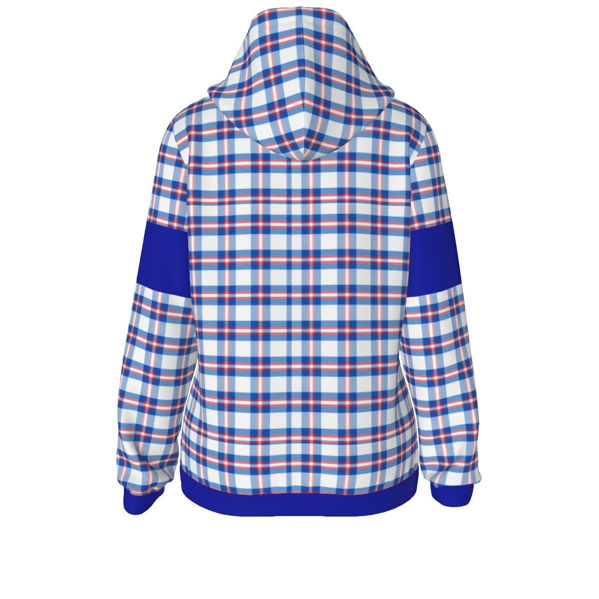 White Smoke Buffalo football tartan plaid Women's Borg Fleece Hoodie With Half Zip