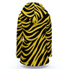 Black Pittsburgh Football Yellow Black Zebra Women's Hooded Double-Breasted Winter Coat With Fleece