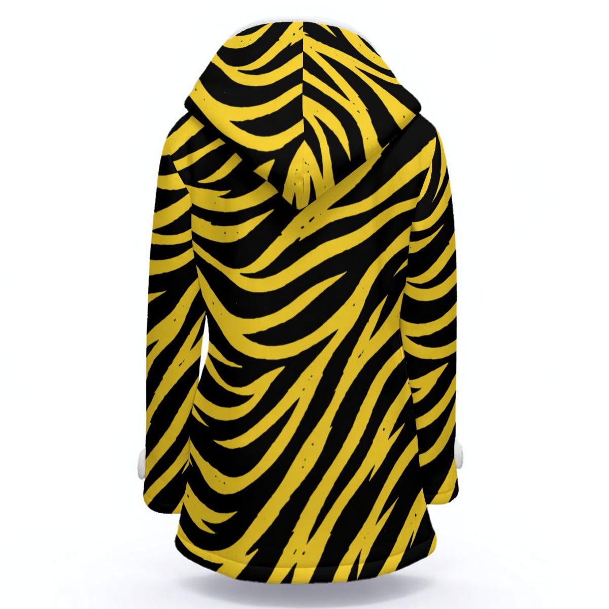 Pittsburgh Football Yellow Black Zebra Women's Hooded Double-Breasted Winter Coat With Fleece