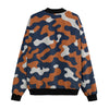 White Smoke Chicago Football Camo Bomber Jacket – Navy Orange Game Day Streetwear Jacket