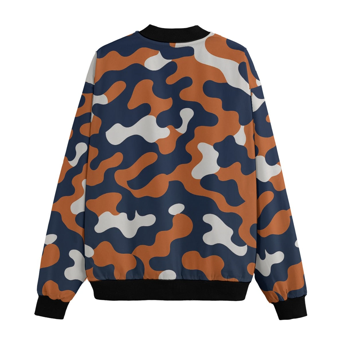 White Smoke Chicago Football Camo Bomber Jacket – Navy Orange Game Day Streetwear Jacket