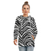 Las Vegas Football Zebra Women's Hoodie With Double Hood – Black and White Game Day Streetwear – sportswear style, fan gear, image 1.0