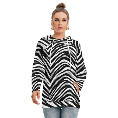 Las Vegas Football Zebra Women's Hoodie With Double Hood – Black and White Game Day Streetwear – sportswear style, fan gear, image 1.0