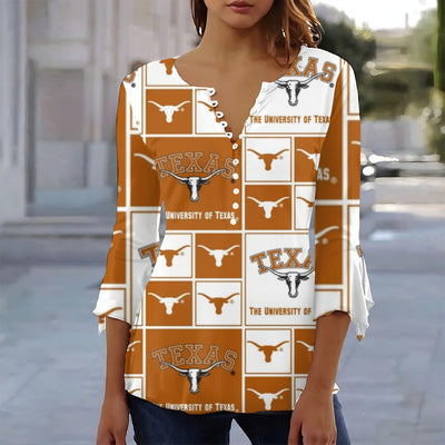 Texas at Austin - Longhorns Women's T-shirt With 3/4 Sleeve White varsity sports apparel