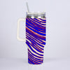 Light Gray Buffalo football 40oz Diamond Cup With Stainless Steel Straw – Red Blue White Zebra Game Day Style