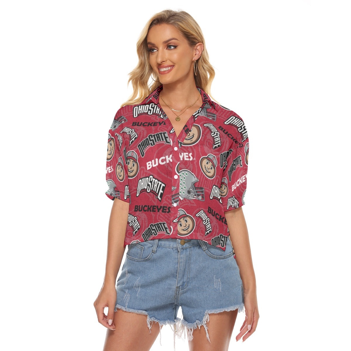 Ohio State Buckeyes Women's V-neck Shirts White game day varsity apparel