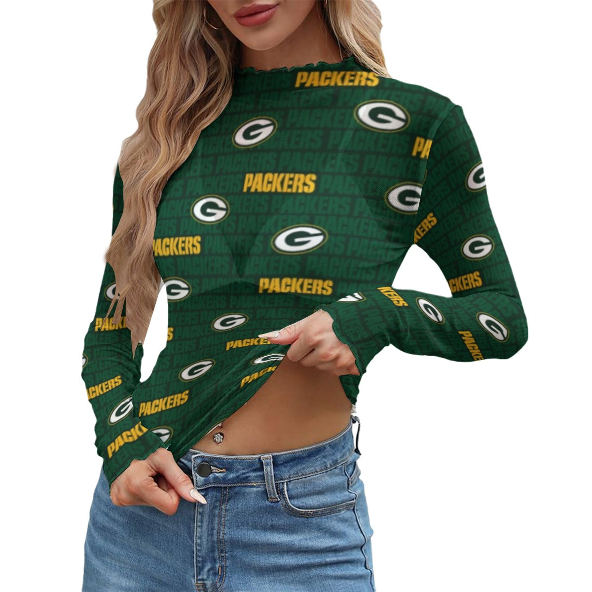 Green Bay Packers Women's Mesh T-shirt – sportswear style, football shirt, image 630