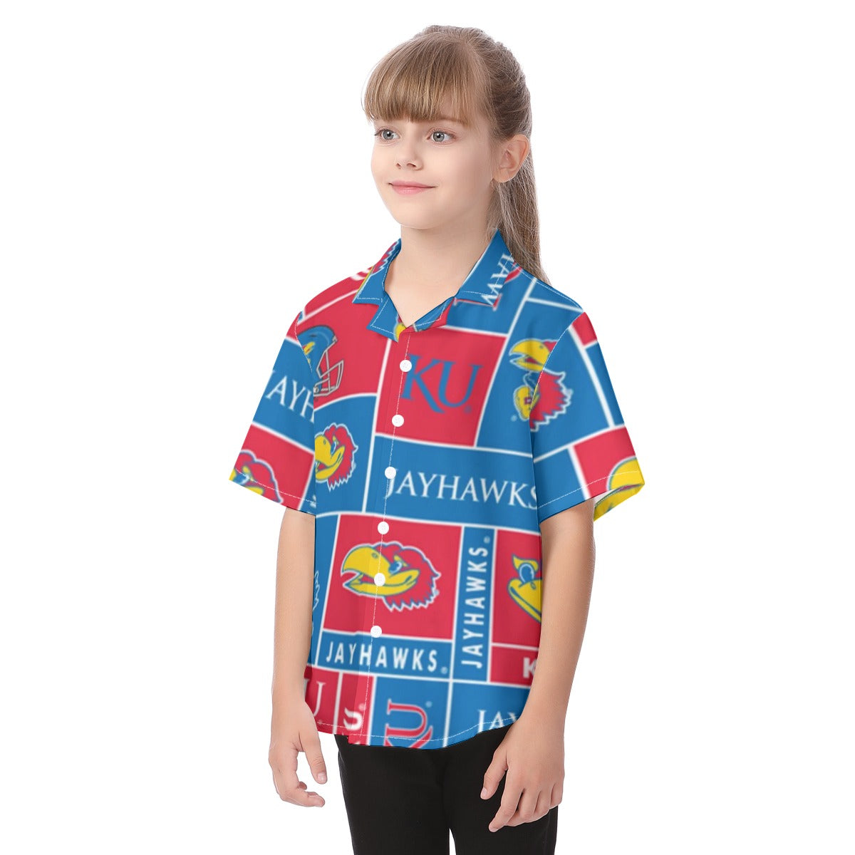 Kansas Jayhawks Kid's Hawaiian Vacation Shirt varsity sportswear product image 3.0