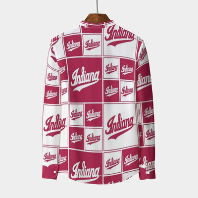 Indiana Hoosiers Stand Collar Shirt With Long Sleeve|110GSM Imitation Flax