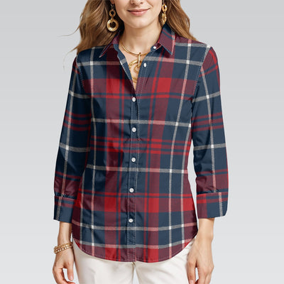 arizona wildcats tartan plaid navy red women's mid-length sleeve shirt navy red tartan plaid game day fashion