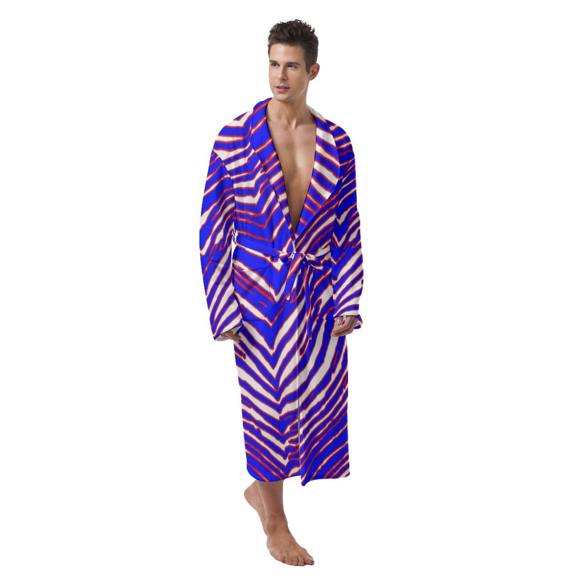 Buffalo football Men's Heavy Fleece Robe – Red Blue White Zebra Game Day Style – football shirt, fan gear, image 1.0