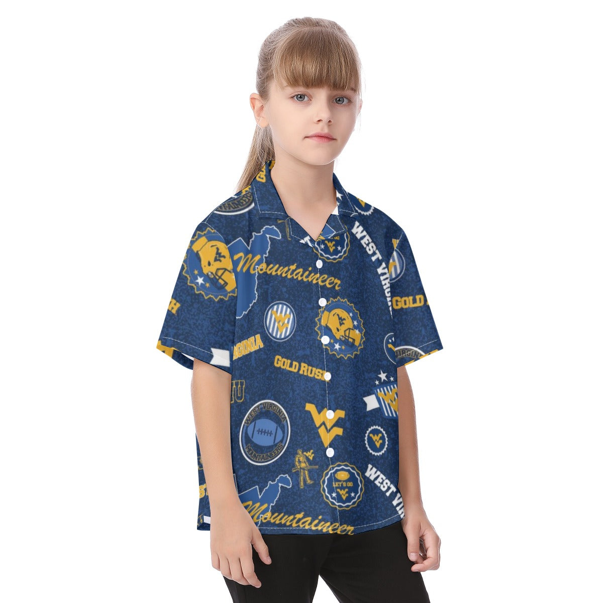 West Virginia Mountaineers Kid's Hawaiian Vacation Shirt streetwear fashion product image 2