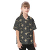 new-orleans-saints-kids-hawaiian-vacation-shirt black gold football detail fabric breathable