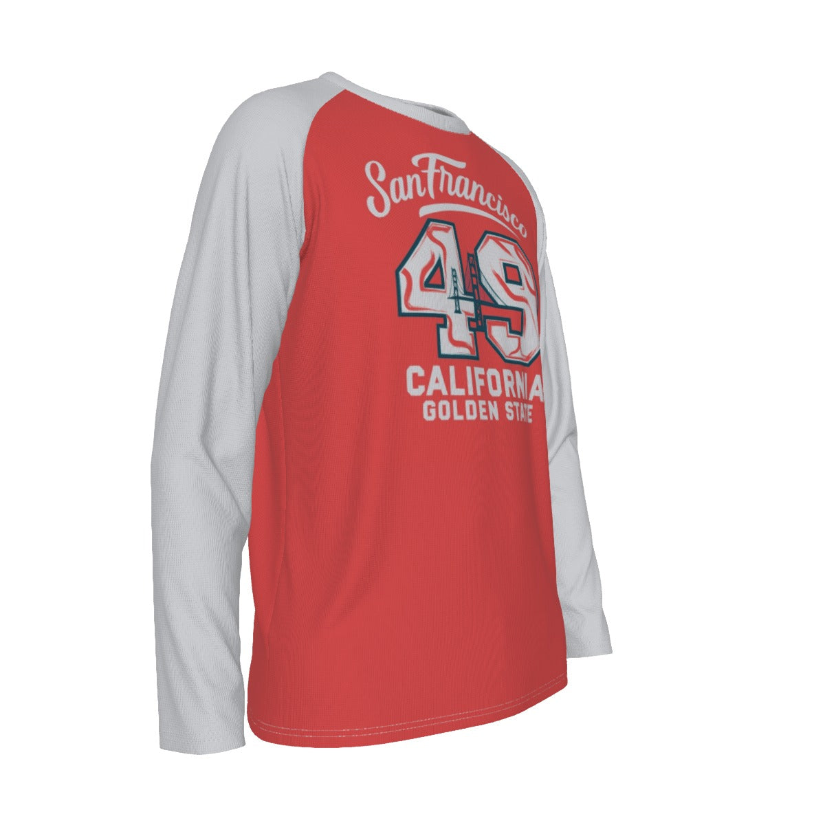 Maroon San Francisco 49 Vintage Raglan Long Sleeve Shirt – Red and White California Golden State Style