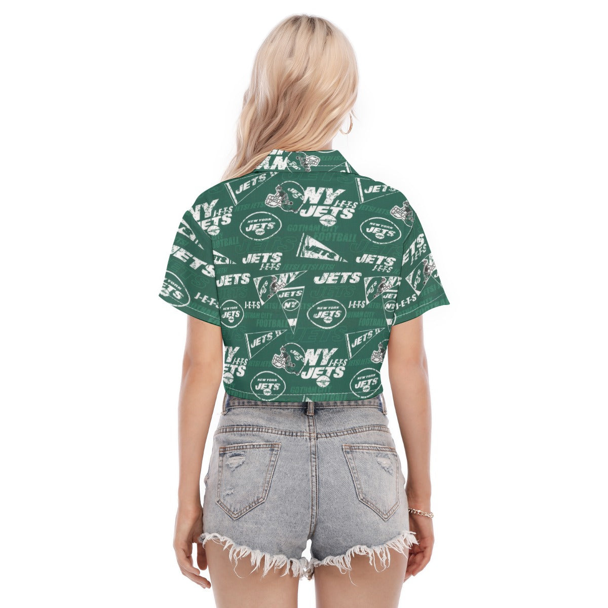 new-york-jets-womens-cropped-shirt green white football outfit side view