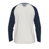 Light Gray New York Baseball City Raglan Long Sleeve Shirt – Navy Blue and White Athletic Varsity Tee Est. 1903