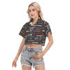 atlanta-falcons-womens-cropped-shirt red black football outfit fabric close-up