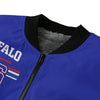 Dark Slate Blue Buffalo NY 716 Blue Football Style Bomber Jacket – Western New York Game Day Streetwear