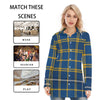 West Virginia Mountaineers Tartan Plaid Blue Gold Women's Long Shirt