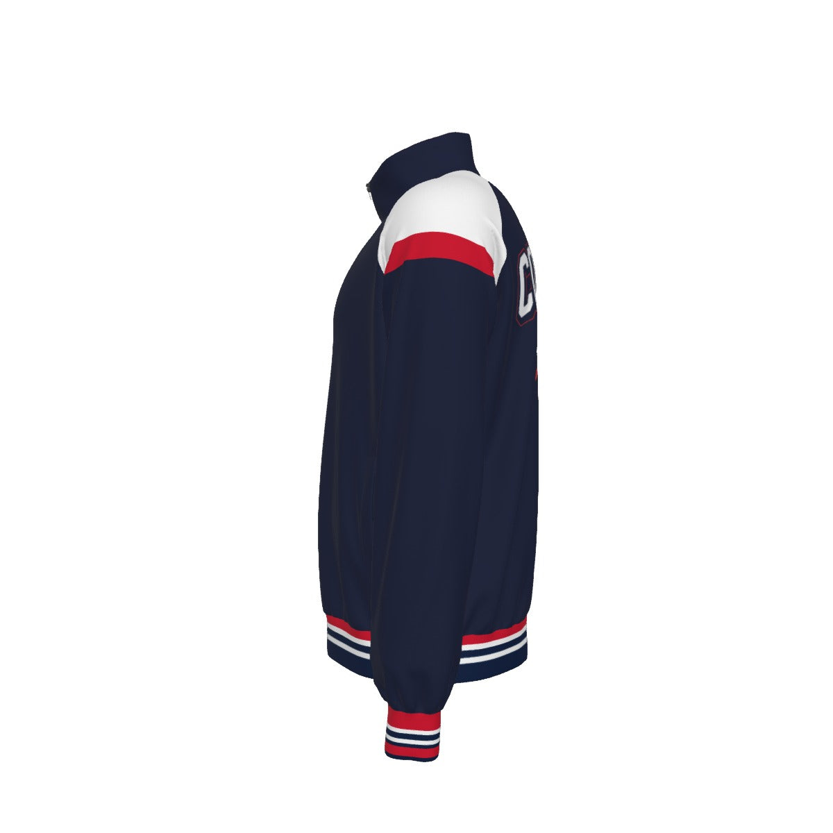 Dark Slate Gray Columbus Blue Red Varsity Bomber Jacket for Men and Women – Retro Hockey Style Game Day Jacket