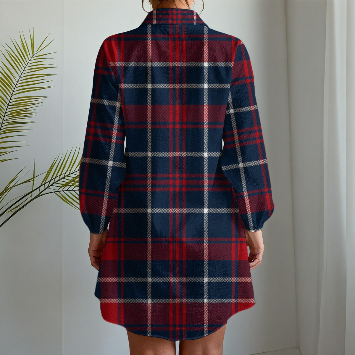 arizona wildcats tartan plaid navy red women's long sleeve shirt dress navy red tartan plaid game day fashion